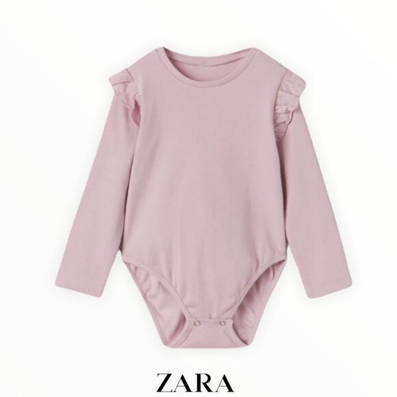 ZARA Kids | Pink | RUFFLED RIB BODYSUIT SHIRT - Picture 1 of 6